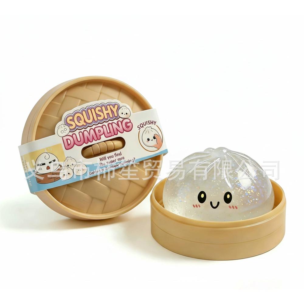 2026 New Glitter Dumpling Squishies Toy Bun Baozi Dumpling Mystery Box Colorful Food Squishy Sensory Anti Stress Squeeze Balls