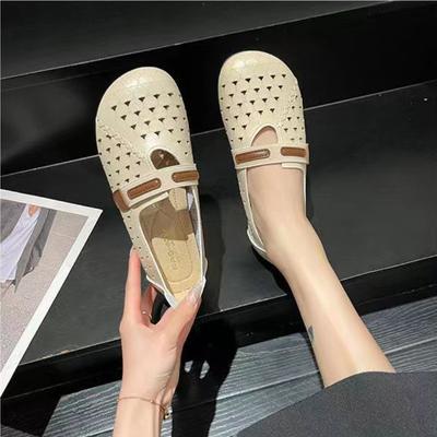 Fashion Retro Ethnic Style 2024 Summer New Fashion Sandals Versatile Everyday Flat Bottom Hollow Comfortable Fisherman Women's Shoes