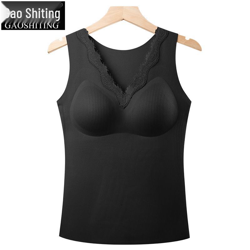 

Женский теплый жилет из шерсти и шелка с бюстгальтером и стильным дизайном спины - Осень/Зима XXL (Weight 135-150 Jin, 38ABC/40AB)