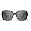 CHANEL Colorblock Design Logo Temple Acetate Square Sunglasses Women's Black