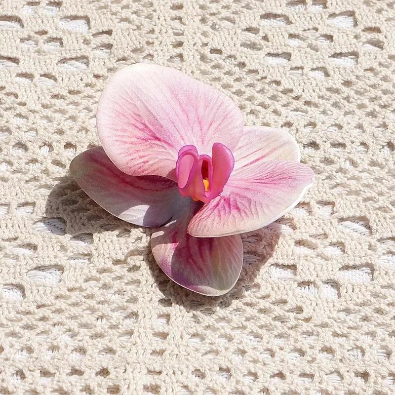 3 Stück 3D-Druck Großer Schmetterlingsorchideen-Kopf Silikon Baumwolle Kunstblume Hochzeitsandenken Party Geschenkbox Deko Kopfschmuck Blume