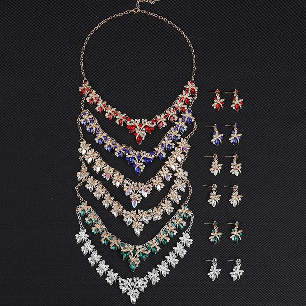 3pcs Retro Light Luxury Exquisite Water Droplet Necklace Earring Set - Alloy Zircon Inlaid Wedding Bride Dress Zircon