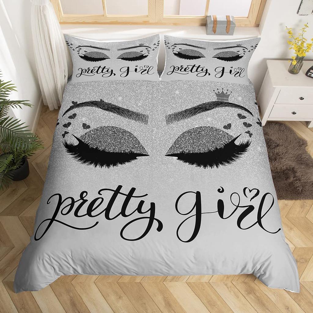 Eyelash Pattern Digital Printing Duvet Cover Set Bedding