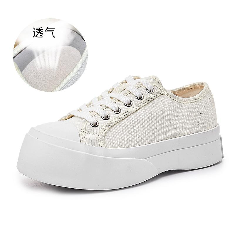 Canvas little white shoes women's 2025 spring new thick-soled heightening single shoes women's versatile big head shoes casual flat-soled women's shoe