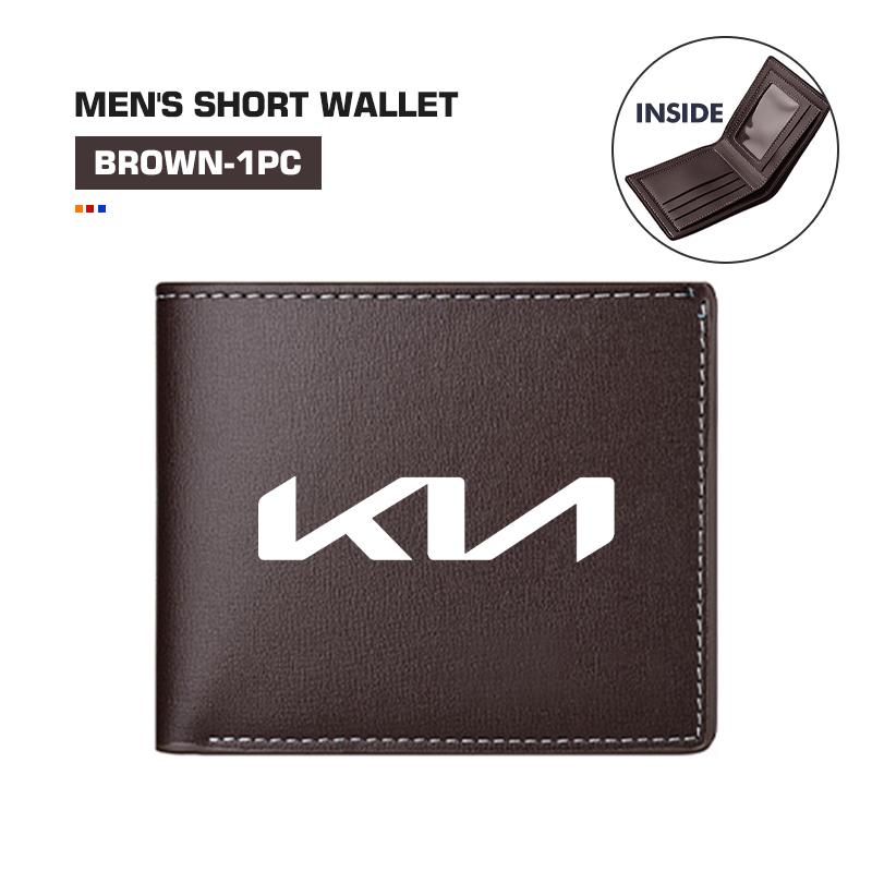 SBHX3 Leather Car Short Men Wallet Purse With Card Holder License Accessories For KIA K5 K2 Optima Soul Spectra Niro Cadenza Sephia