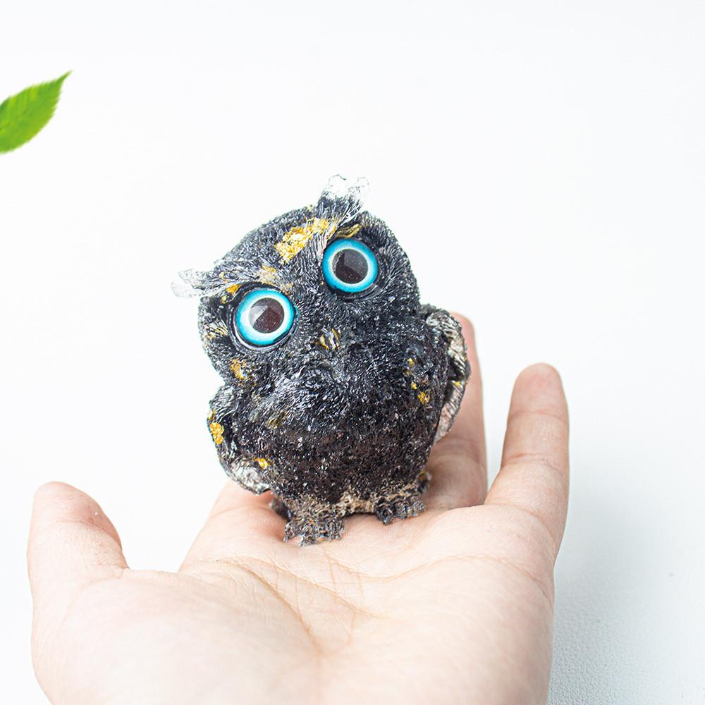 Figurine Hibou en Résine Cristal Pour Décoration Maison Bureau Cadeau Pour Amis Et Famille