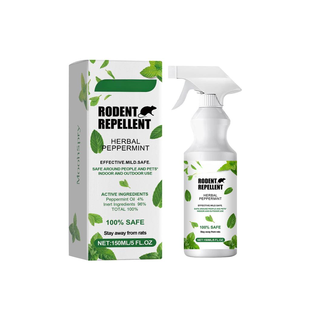 Rodent Repellent Spray Herbal Peppermint Oil Natural Pest Control Spray for Indoor and Outdoor Use 150ml Effective Rodent and Insect Deterrent