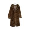 Women's Winter Faux Velvet Golden Mink Fur Long Coat with Hood
