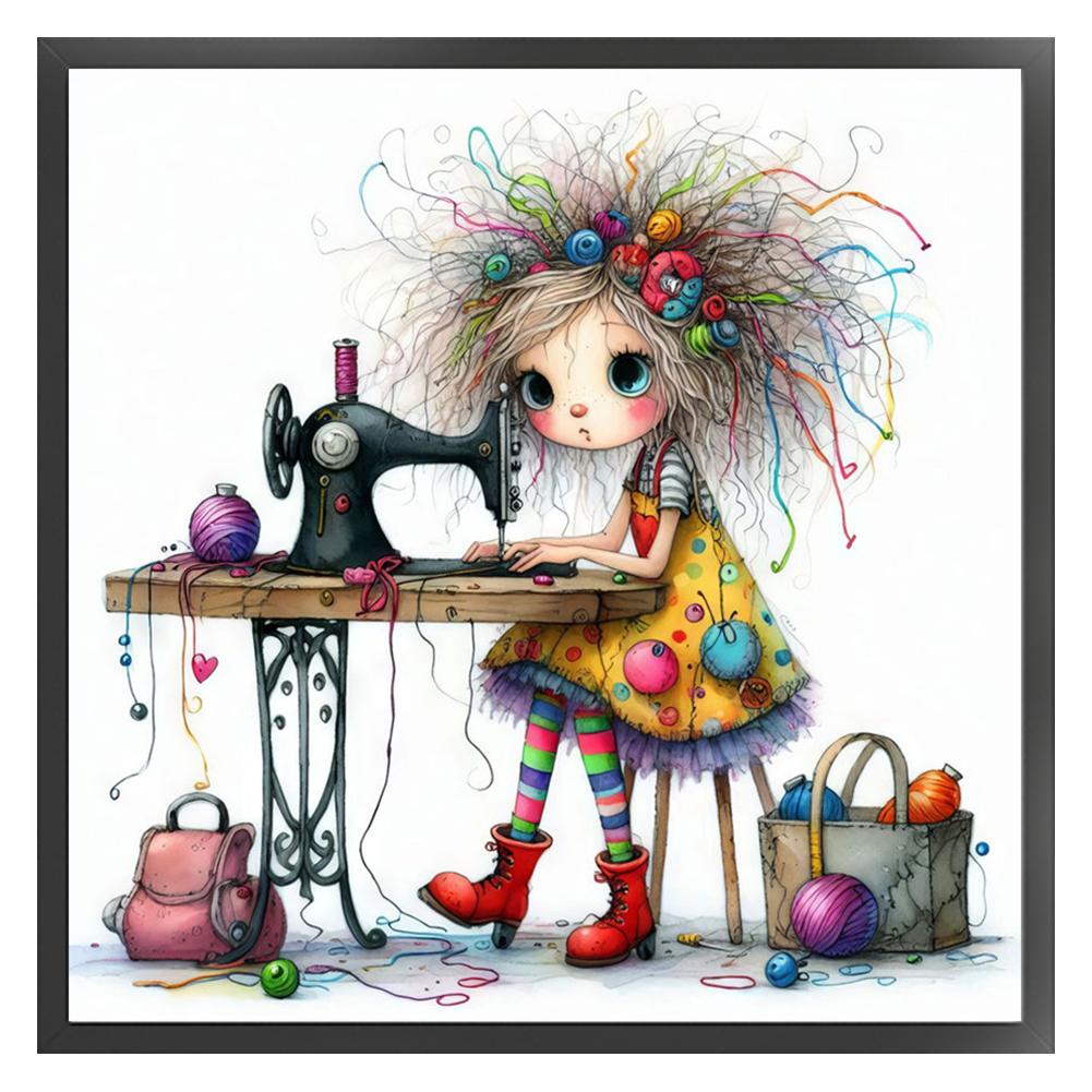 Full Embroidery Eco-cotton Thread 11CT Printed Girl Cross Stitch Kit Art 40x40cm