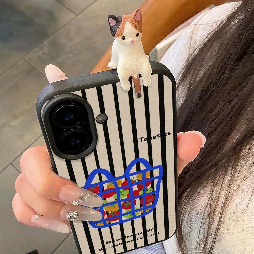 

3D Чехол для телефона для iPhone 11 13 17 Pro Max 17 Air Case iPhone 13 15 16 Pro Max 12 14 Pro Max 14 15 Plus Милый 3D Котенок Мультяшный Кожаный iPhone 17 Air чёрный