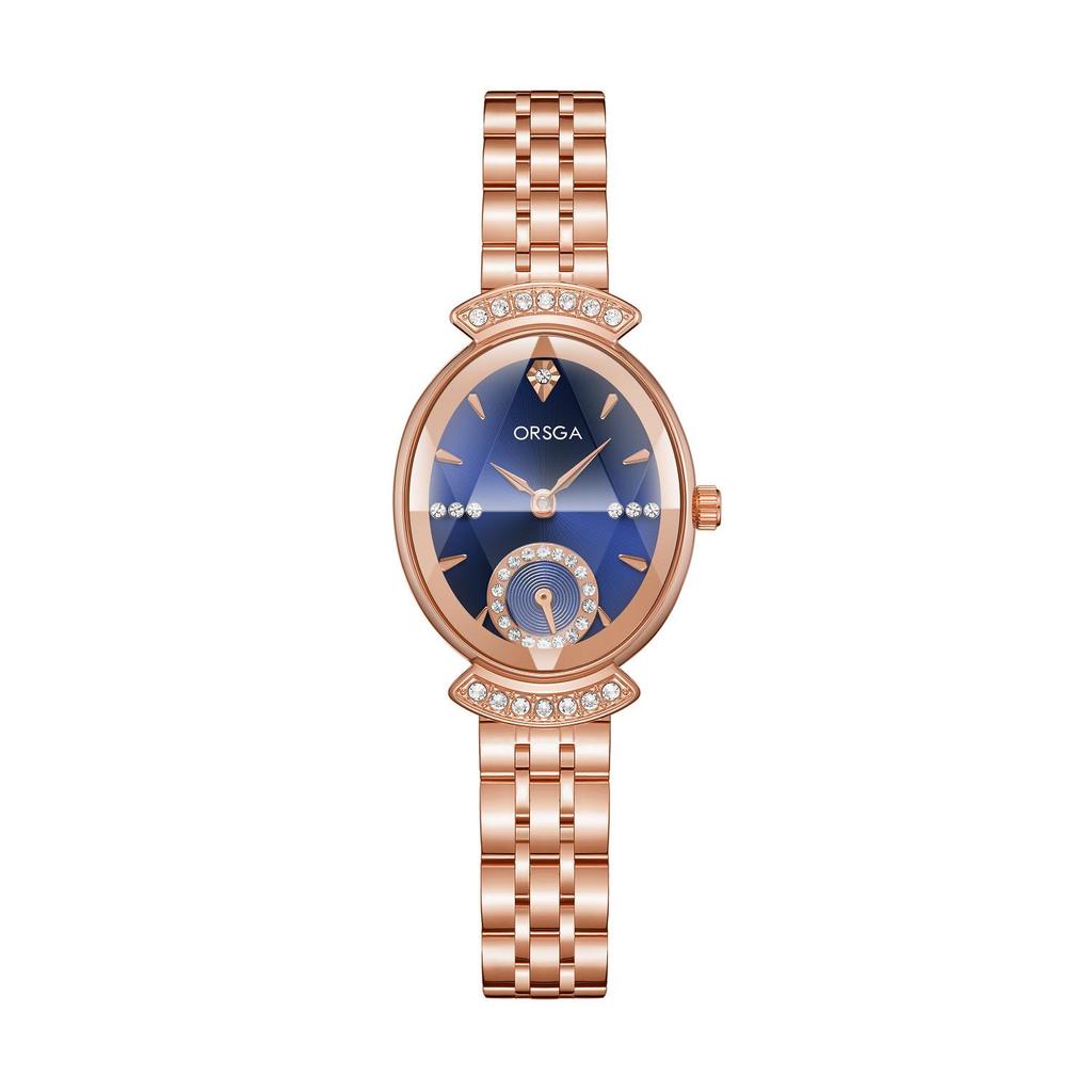ORSGA Women's Oval Diamond-set Fashion Watch with Prismatic Mirror and Quartz Movement