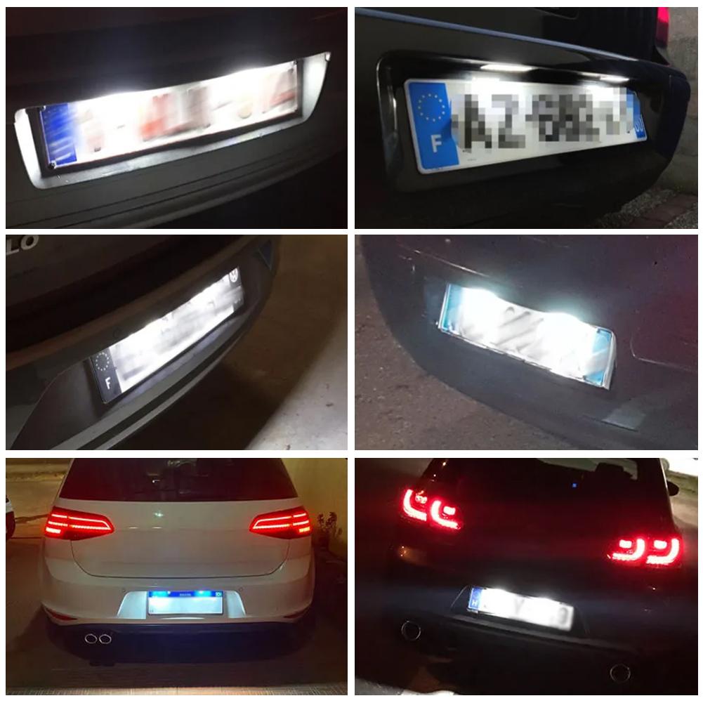For VW Passat B6 CC Eos Golf 4 5 6 7 MK7 Polo Superb Seat Leon Altea 1/2PCS Car Rear LED License Number Plate Light Lamp CANbus License Plate Lights