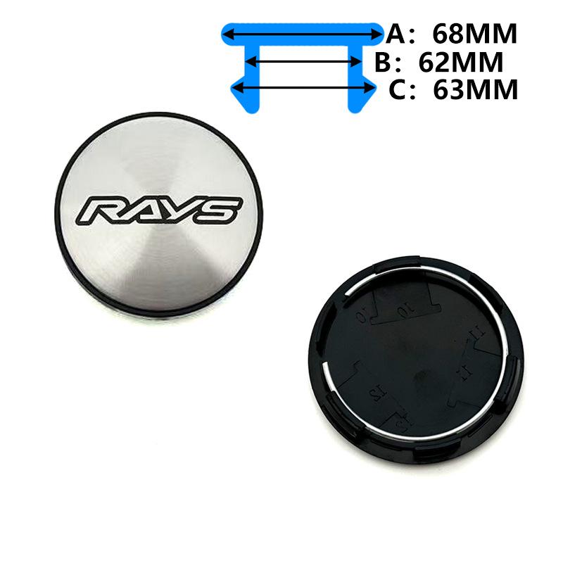 RAYS Wheel Hub Cap: 60MM Outer, 56MM Inner, 68MM Center, RAYS Logo
