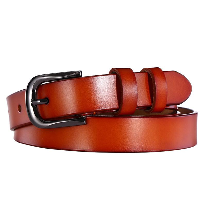Womens Twolayer Cowhide Leather Belt With Alloy Buckle For Casual And Work 105cm коричневый