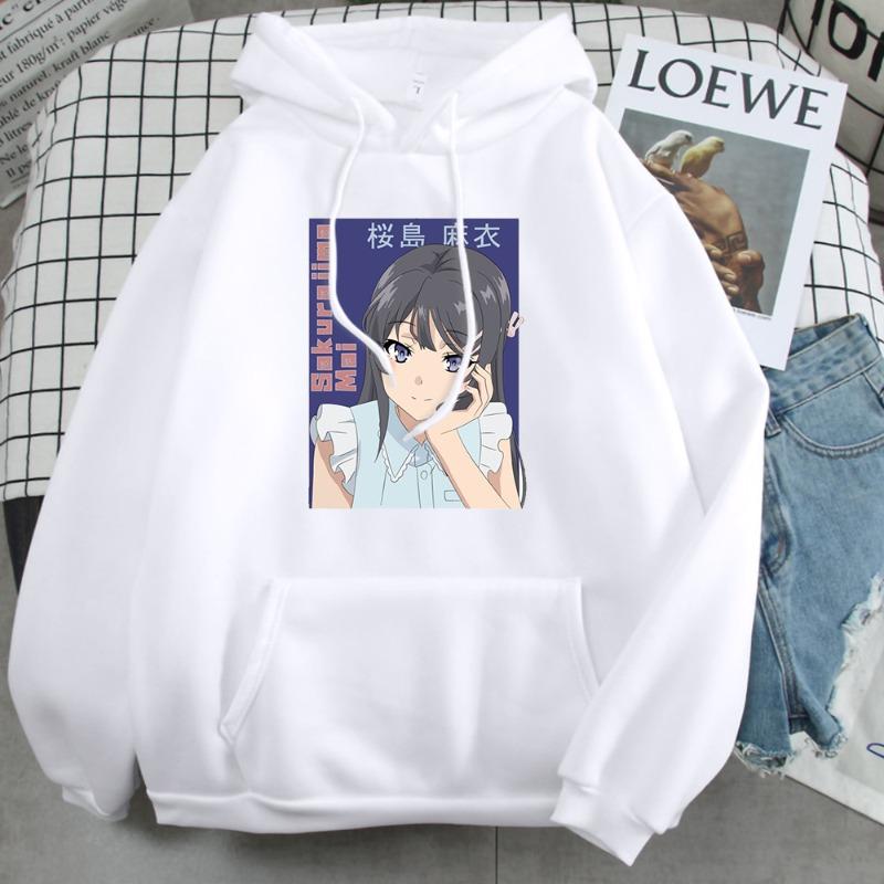 Anime Rascal Does Not Dream of Bunny Girl Sakurajima Mai Printed Men Women Casual Hoodies Loose Sweatshirt Harajuku Streetwear