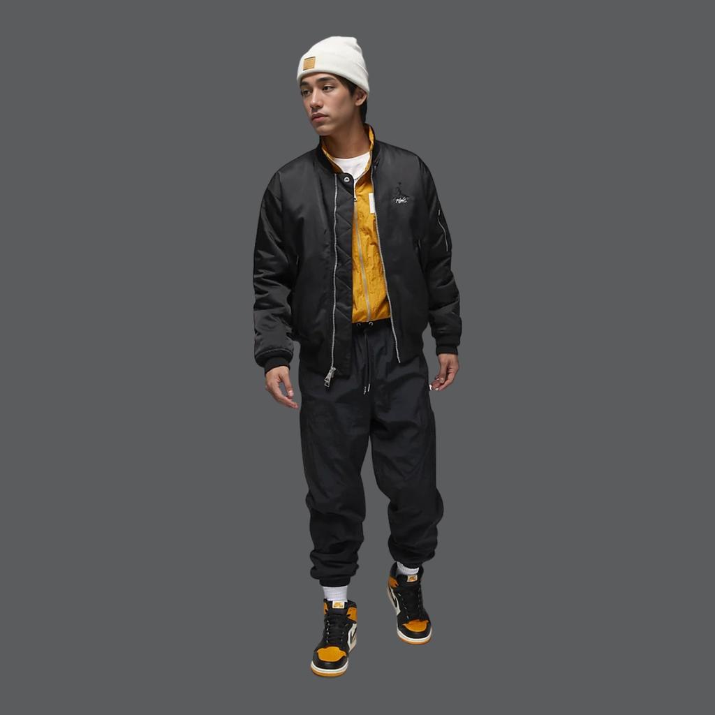 Jordan Essentials Alphabet Logo Embroidered Long Sleeve Jacket Men Outerwear Black DV7613-010