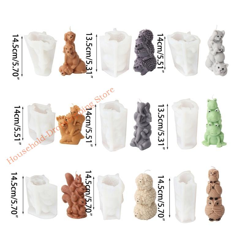 85AD 3D Stacked Animal Mold Adorable 3D Deer Elephant Kitten Bird Silicone Mould for Homemade Cake Chocolate Crafts