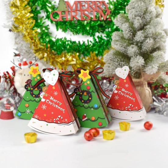 Christmas Candy Boxes Tree Shaped Candy Packaging Box Small Paper