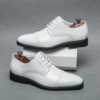 Fashion Wedding Shoes for Men White Leather Oxfords Men's Formal Shoes Casual Business Flats Dress Party Footwear Zapatillas Para Hombre