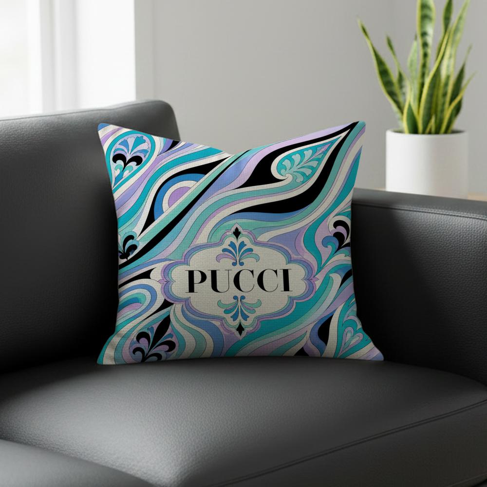 Brand Emilio Pucci Cushion Cover Natural Linen Pillowcase Set AllinOne Decor for Sofa Bedroom Chair