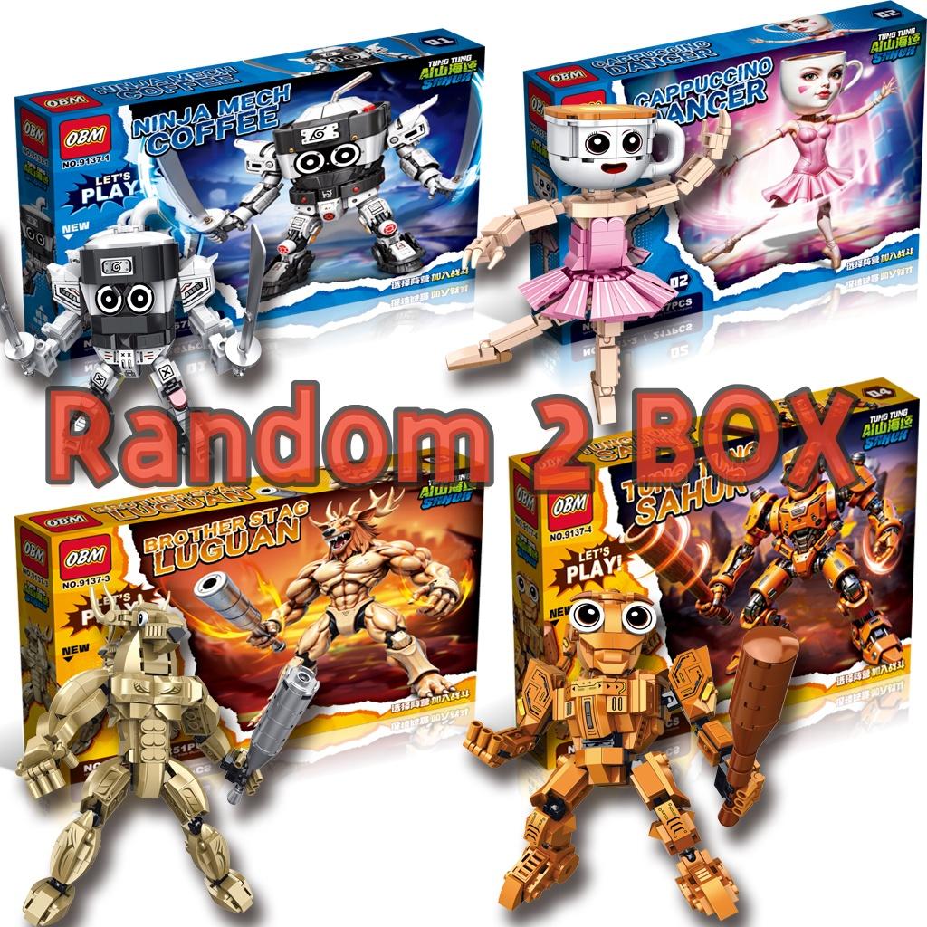 Ninja Mech Kaffee Cappuccino Bausteine Set Tung Tung Tung Sahur Tralalero Tralala Haifisch Spielzeug Kinderspielzeug Erwachsenengeschenk