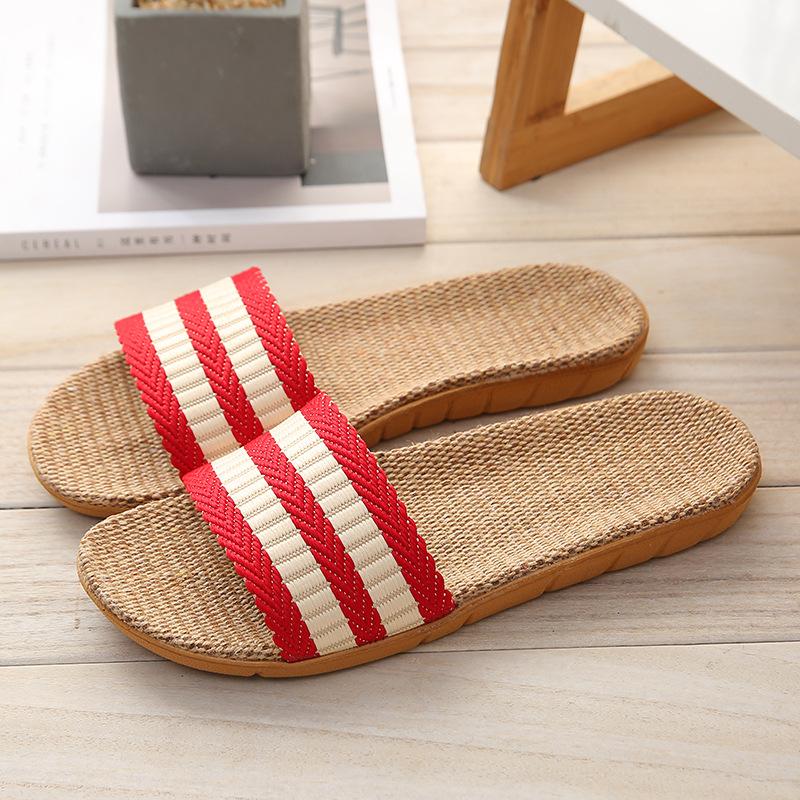 Sommer Damen Atmungsaktive Leinen Hausschuhe mit Weichsohle