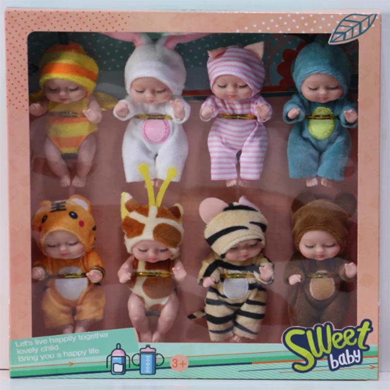 Mini păpuși pentru bebeluși renăscuți, realiste, drăguțe, adorabile, set de 6/8 buc. Dormit cu fluture, crocodil, ținute de floarea soarelui, set de joacă cadoub