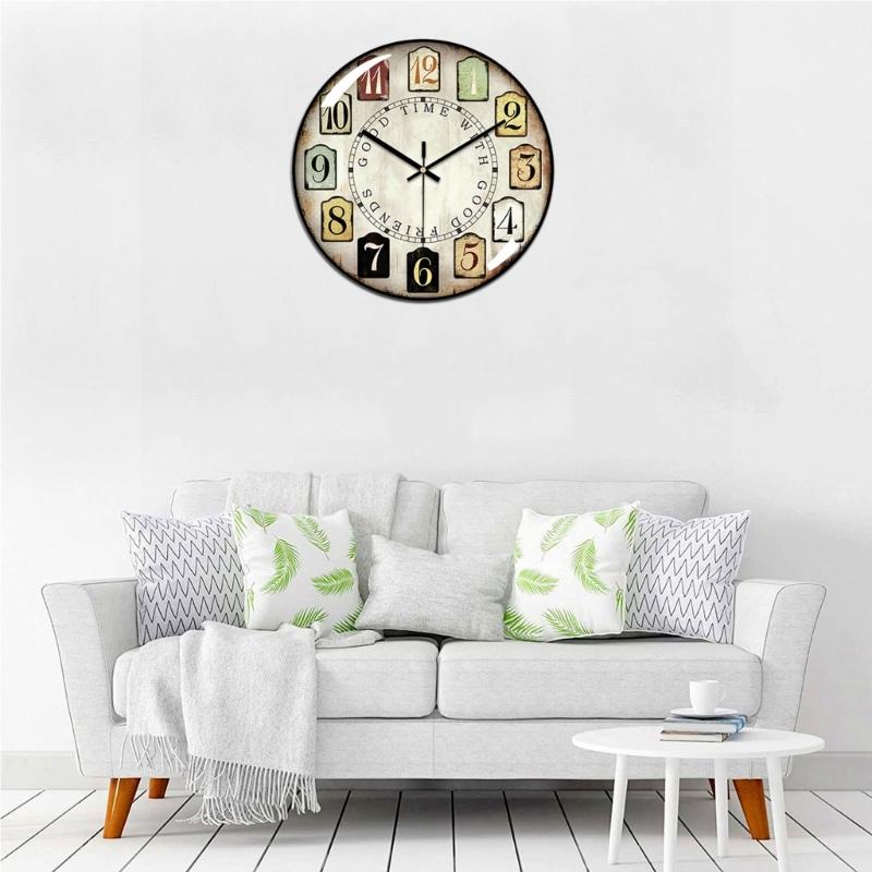 12Inch Vintage Decorative Round Wall Clock with Large Arabic Numerals Antiqued Classical Wall Clock Bedroom Home Decors