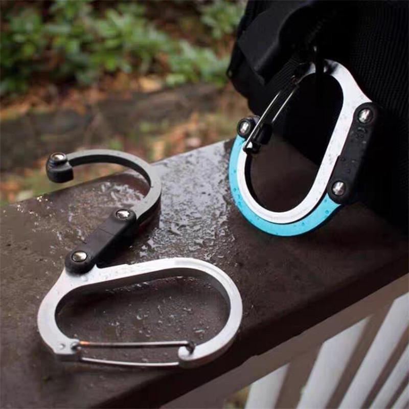 Aluminum Alloy D-Shaped Multifunctional Carabiner with 360° Rotating Hook for Outdoor Use