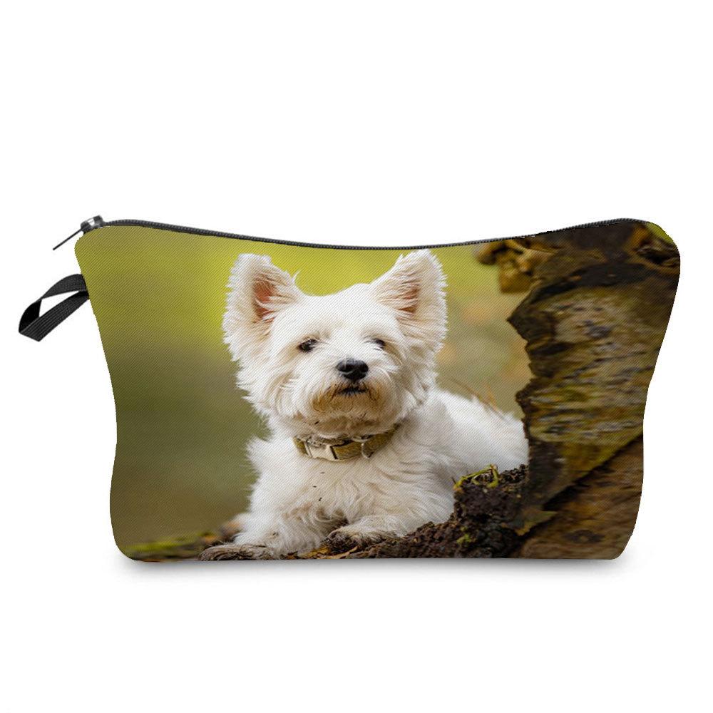 Women Dog Print Cosmetic Bag Toiletries Organize Travel Storage Case 6774