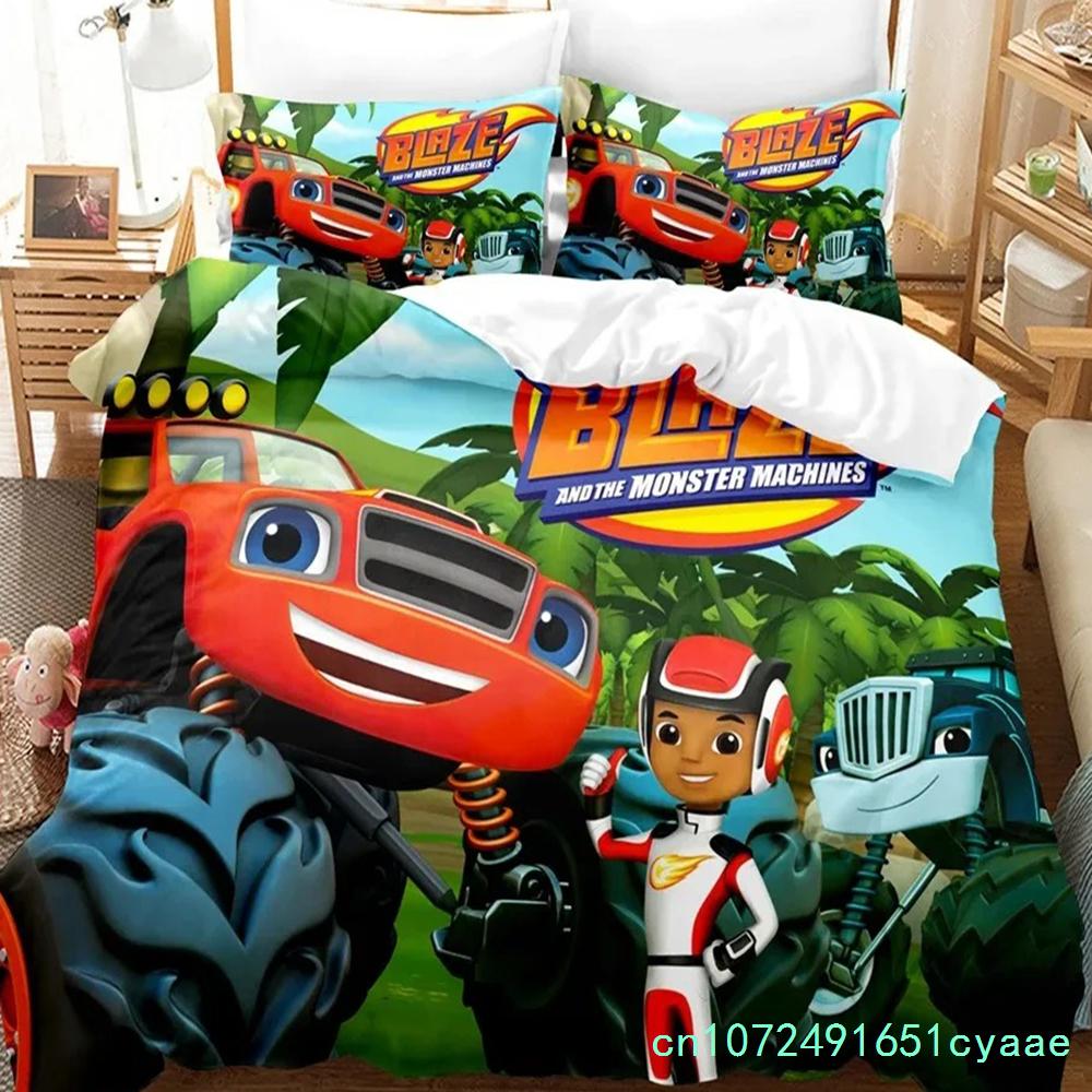 3D Print Blaze N Monster Machines Bedding Set Cartoon Duvet Cover Double Twin Full Queen King Adult Boys Bedclothes Quilt Cover