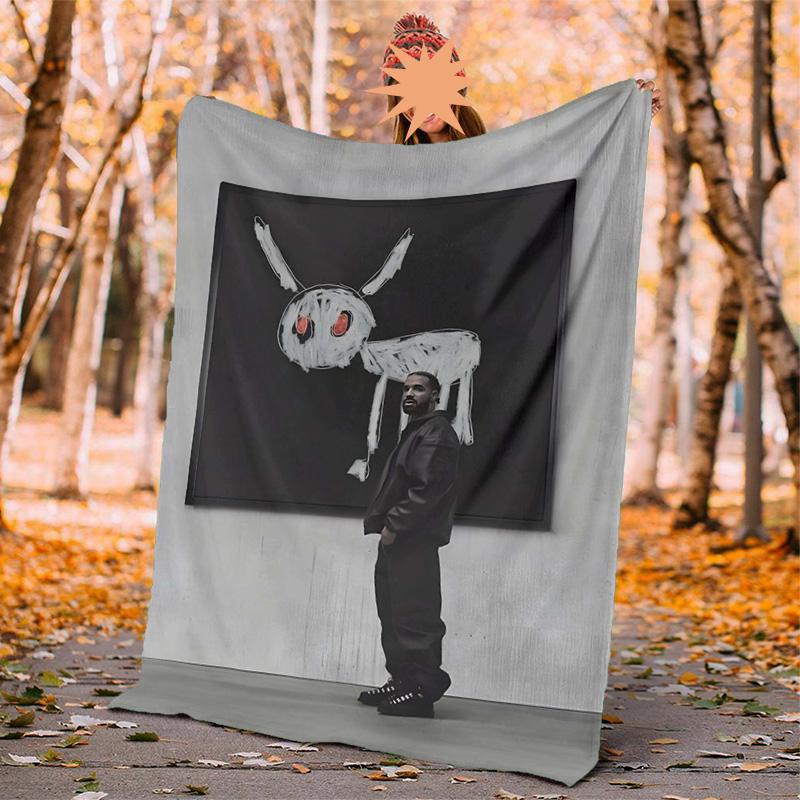 Drake Flannel Blanket Soft Warm All-Season Throw, Design for Camping, Car Travel, Hiking Sofa, Bed, Office Perfect Gift for Parties