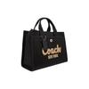 Coach Cargo 34 Logo Zip Canvas And Satin Shoulder Crossbody Tote Bag Large Women Handbags Black CP158-LHBLK