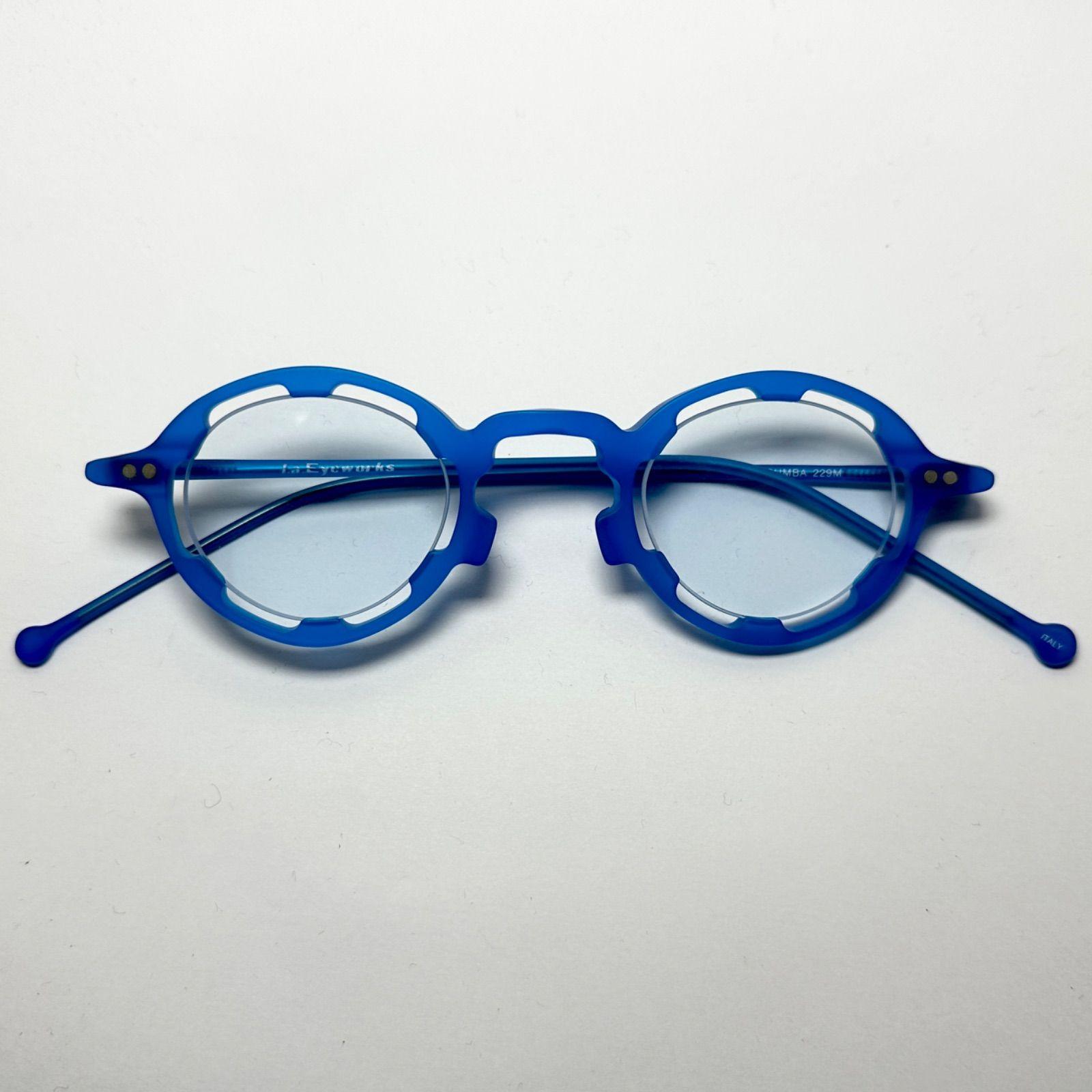 Used Vintage / Unused] 1990s L.A. Eyeworks Italian Glasses US Brand Blue Round Glasses / Vintage