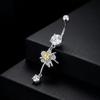 Stainless Steel Dangle Belly Button Rings For Women Shiny Cubic Zirconia Heart Butterfly Flower Navel Piercing Jewelry For Daily