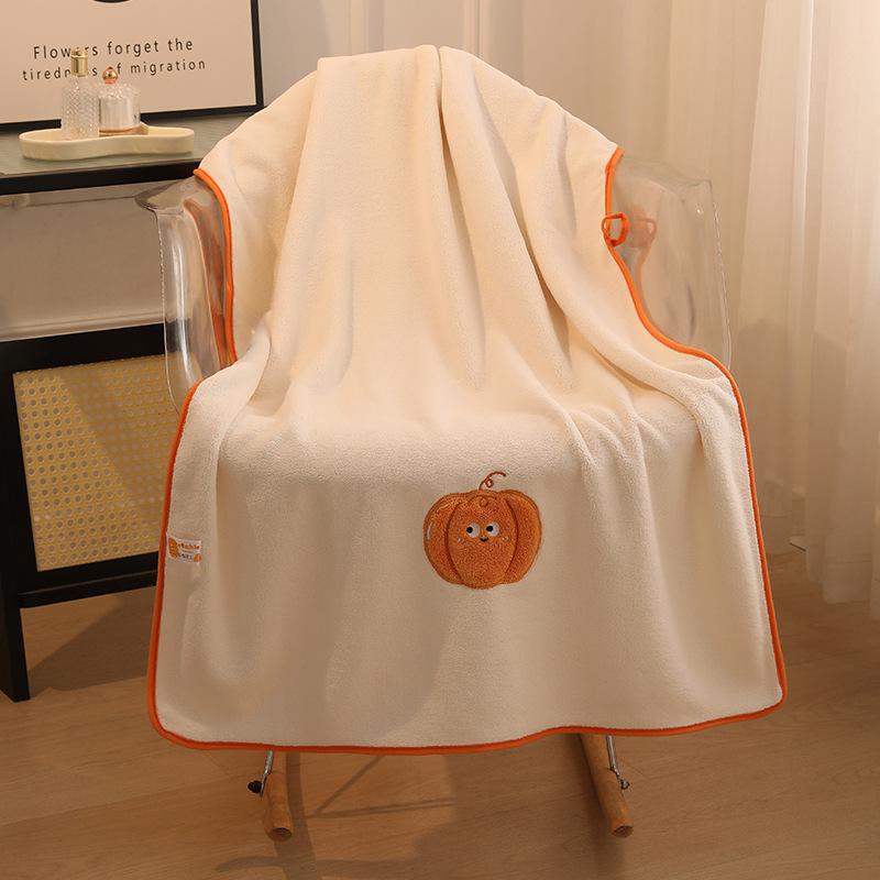 Thickened and Enlarged Garden Vegetable Coral Fleece Bath Towel, Non-shedding Beach Towel, Bathrobe, Absorbent Wrap Towel