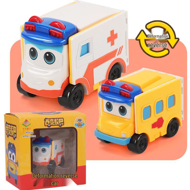 Twisty Bus Toy: Double-Sided Reversible Transforming Robot Car Set for Kids