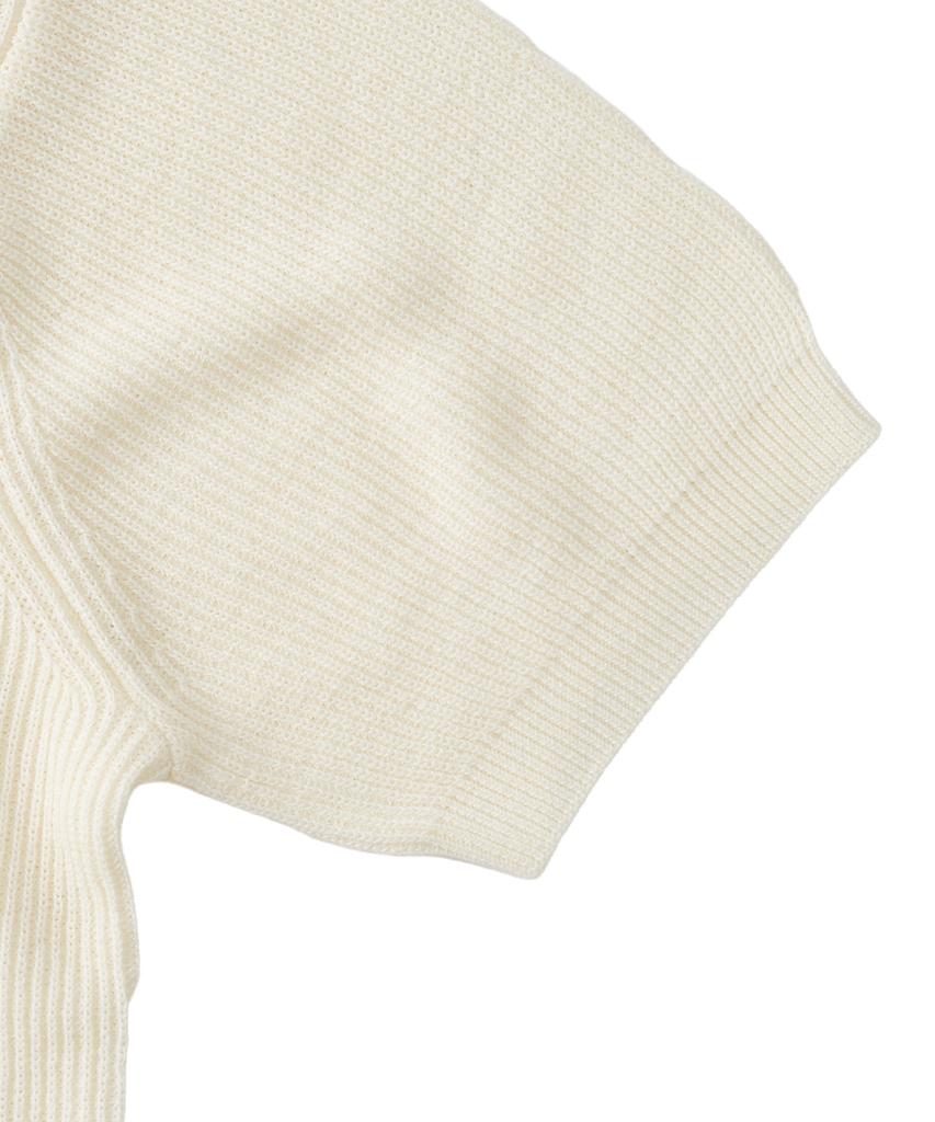 ANALOG MOOD Hacci Button-Up Collar Short Sleeve Knit (Ivory)