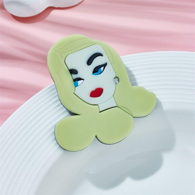 

Женские броши Blucome с желтыми волосами, женские стильные бейджи из акрилового материала, новые тенденции, подарки на день рождения, булавки, аксессуары, ювелирные изделия зелёный