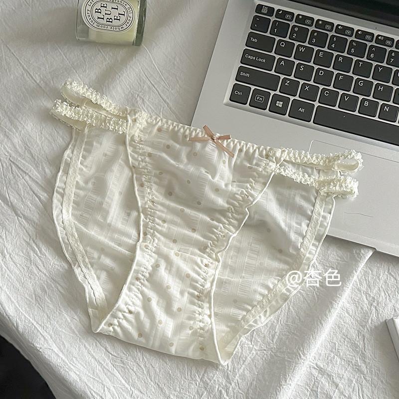 Damen Polka Dot High Split Baumwollschritt Mid Waist Slips