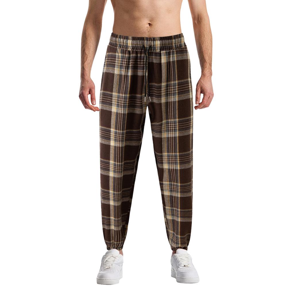 Pantaloni casual cu dungi în carouri pentru bărbați Pantaloni de pijama casual pentru bărbați