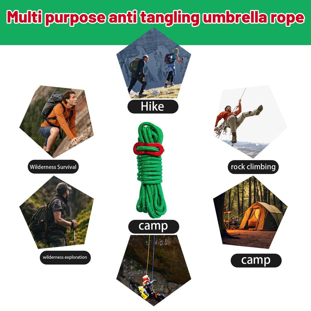 4m Outdoor Camping Reflective Rope Tent Tie Rope Canopy Windproof Rope