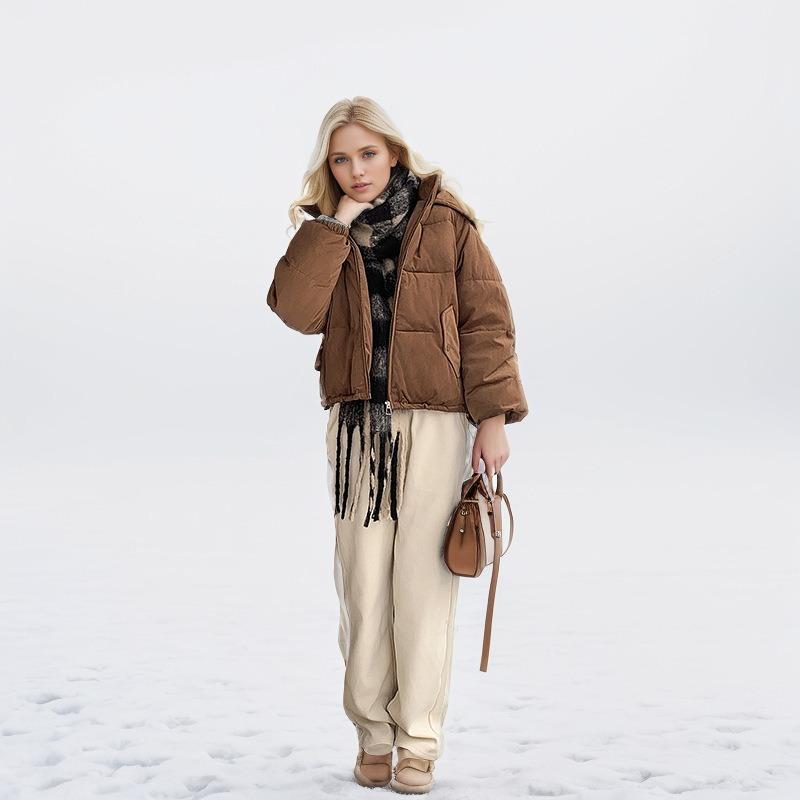 GMXIA Women's Vintage Casual Solid Color Print Autumn Winter Long Sleeve Stand up Jackets & Coats