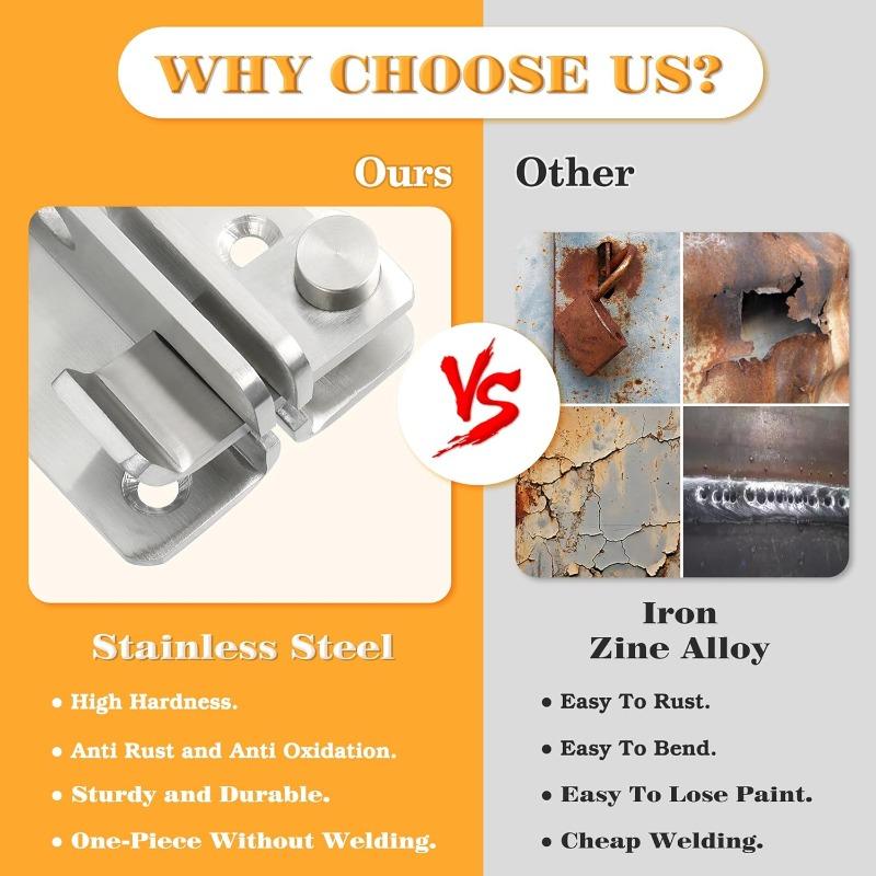 1-10PCS Heavy Duty Stainless Steel Locking Bolt for Cabinet Wardrobe with Lock and Latch for Bathroom Security Door