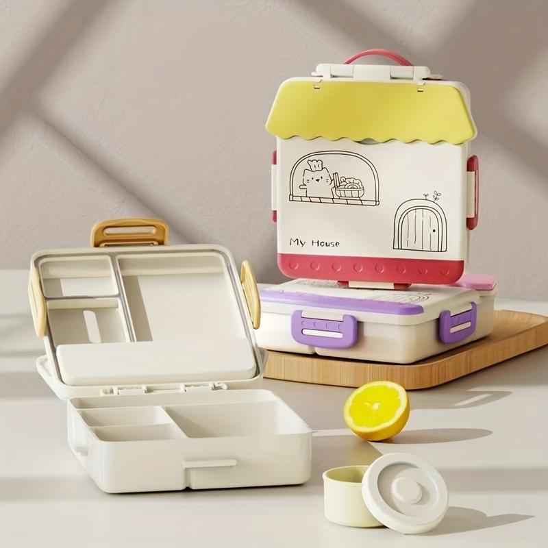 Bento Box for Adults,4 Compartment Microwave-Safe Insulated Lunch Container with Utensils, Durable PP Material, Includes Microwaveable Bowls