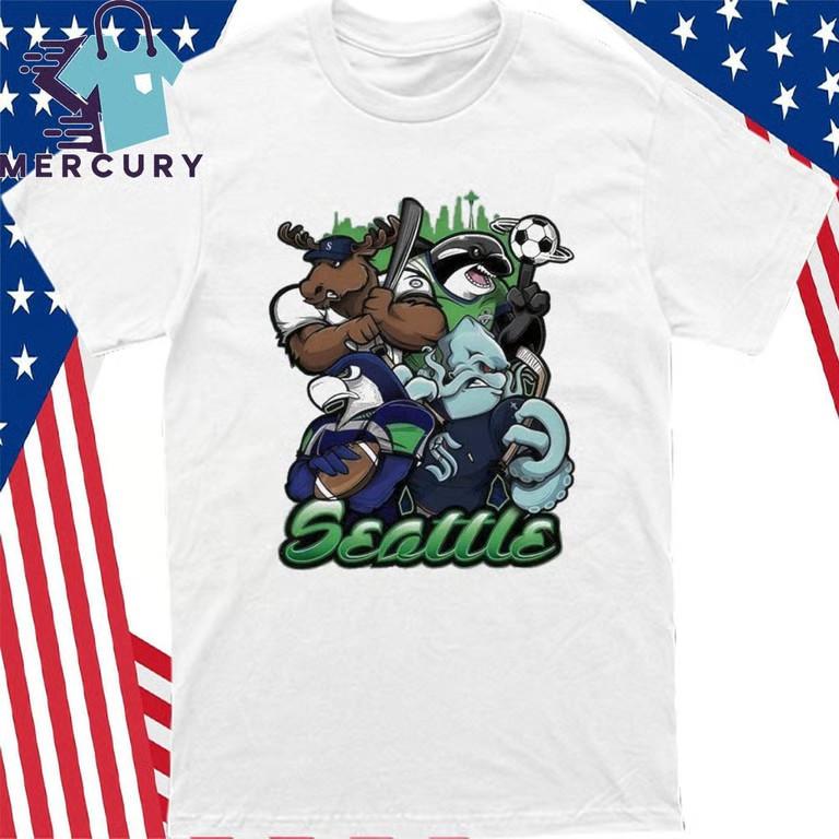 Team Mascot Kraken x Seahawks x Mariners x Sounders T-Shirt Unisex T-Shirt M