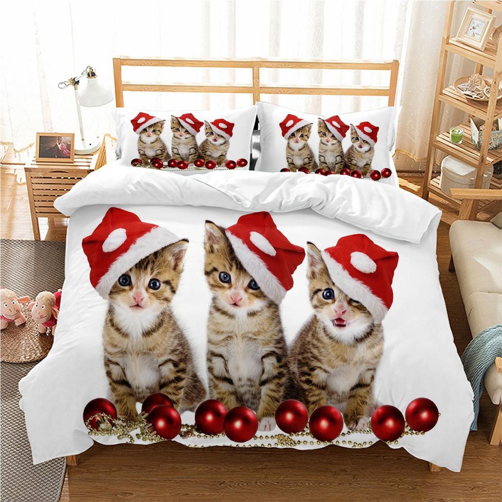 3D Printed Christmas Santa Claus 3D Printed (Three-piece Set) Quilt Cover Pillowcase Christmas Series Bedding