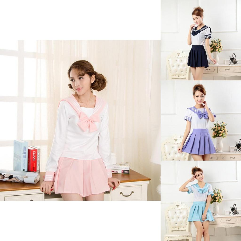 Elegant 3pcs Sailor Uniform Cosplay Costume Featuring Soft Polyester Fabric Design
