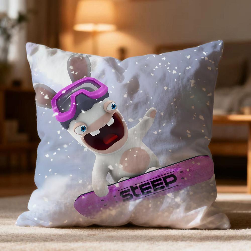 Popular R-RRabbids Invasion Cushion Cover Soft Washable Pillow Case Multi-Scene for Couch Bed Travel Office Use