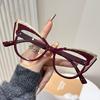 Fashion Cat Eye Retro Color Matching Personalized Flat Light Glasses Anti-Blue Cat Eye Glasses